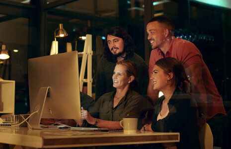 marketing team working on a project